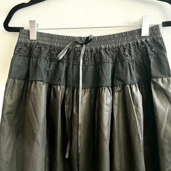 Black Eyelet Maxi Skirt Fairy Grunge Whimsigoth Witchy Academia Medium - Picture 2 of 6